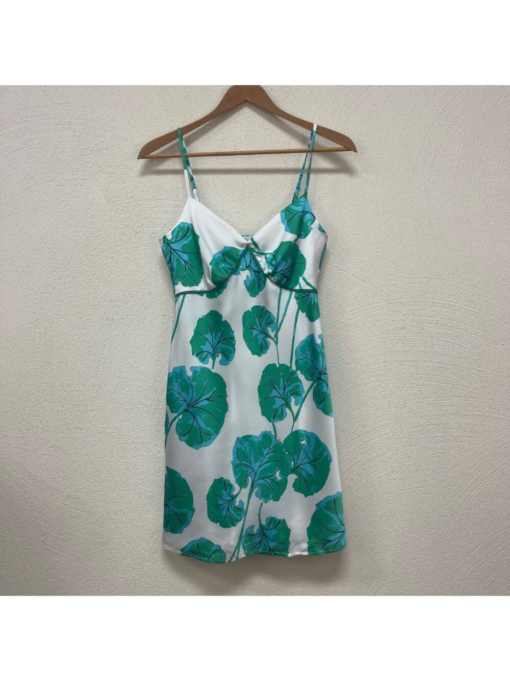 Diane Von Furstenberg x Target Leaf Short Satin Slip Dress Green DVF Sz XXS